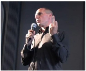 Varoufakis sembra dire: "Volevate 1,6 miliardi indietro, caro FMI? Eccoveli!"